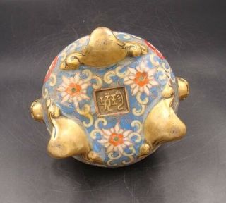 Collectible Handmade Carving Brass Cloisonne Enamel Incense Burners 7