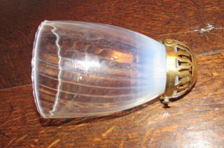 art deco blue tint vaseline opaline rib glass light fitting pendant lamp shade 5