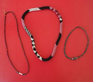 Fine South African Zulu Xhosa Mfengu Bead Work Rope Necklace Two Other Necklaces