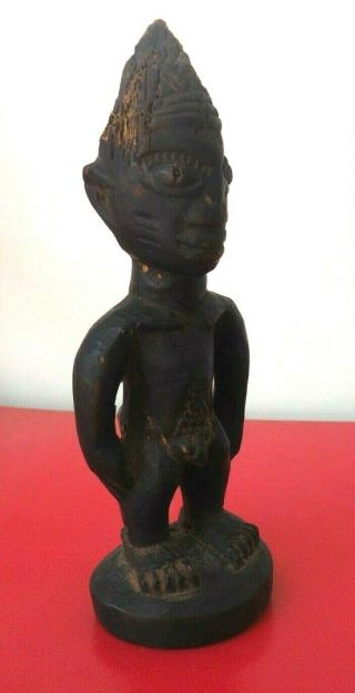 Old West African Nigerian Tribal Art Carved Wooden Male Ibeji Yoruba Doll Figure