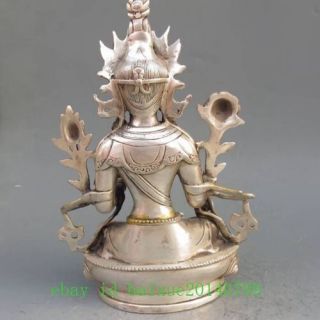 china old copper plating silver Buddhism Statue - - White Tara Buddha e02 2
