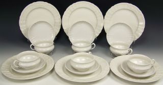 Kpm Berlin White Blanc De Chine Rocaille Trio Cups Saucers Plates Set Of 6