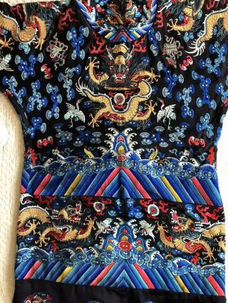 Antique Chinese Restyled Ceremonial Dragon Robe Chaofu Gold Couching Embroidery 10
