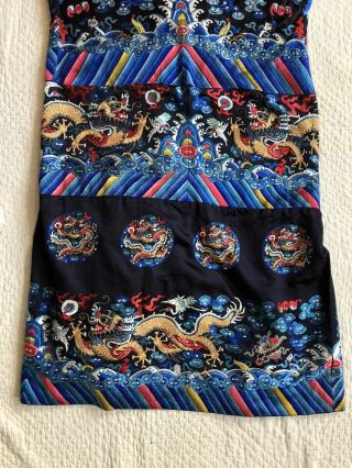 Antique Chinese Restyled Ceremonial Dragon Robe Chaofu Gold Couching Embroidery 11