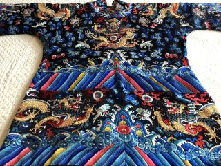 Antique Chinese Restyled Ceremonial Dragon Robe Chaofu Gold Couching Embroidery 12