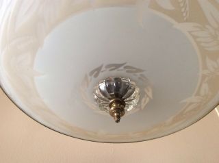 Vintage Mid Century Large Ceiling Light Chandelier Etched Frosted Glass 2 of 2 3