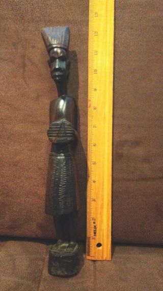 Antique 12.  5 Inch Wooden Statue Of African Native Man