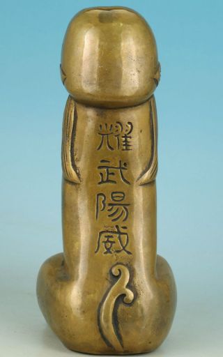 Asian Chinese Old Bronze Carved Penis God Collect Statue Figure Ornament