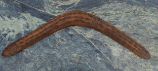 Fine Australian Aboriginal Carved Wooden Decorated Queensland Throwing Boomerang