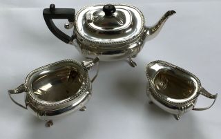 Antique 3 - Piece Solid Silver Tea Set - 670g - Hallmarked 1912 By J & W Deakin