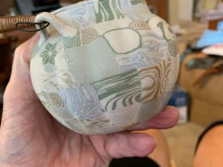 Antique Japanese Banko Bisque Porcelain Teapot w basket handle 5