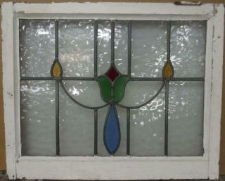 Midsize Old English Leaded Stained Glass Window Abstract Floral 27 " X 21.  75 "