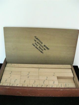 RARE E.  FLETCHER MUSIC METHOD BOX of wood TIMA TILES w/ notes & time pat.  1897 2