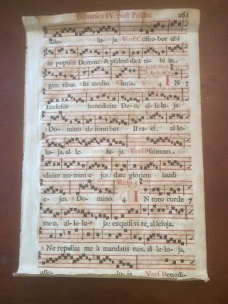 1669 Rare Musical Leaf Hymnal Dominica Poft Pafcha 261 - 262