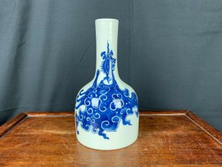 19th/20th C.  Chinese Blue And White Decorated ‘phoenix’ Mallet Vase