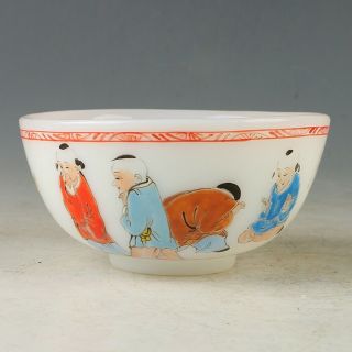 Chinese Glaze Handmade Painted Nine Kid Bowls W Qianlong Mark Gl774