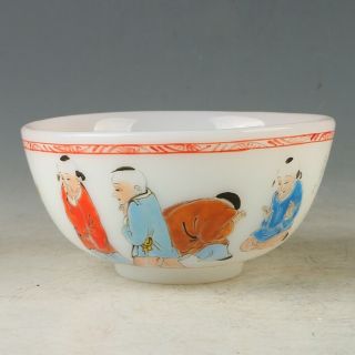 Chinese Glaze Handmade Painted Nine Kid Bowls W Qianlong Mark GL774 4