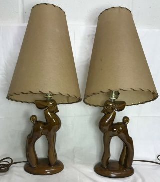 Mid Century Table Lamp Stylized Deer Horse Fiberglass Shade Haeger Style