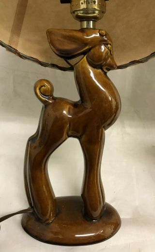 MID CENTURY TABLE LAMP STYLIZED DEER HORSE FIBERGLASS SHADE HAEGER STYLE 6