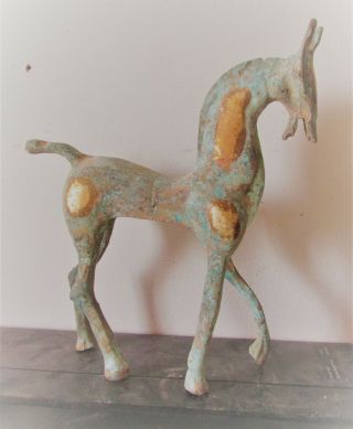 Ancient Celtic Bronze Horse Figurine Remnants Of Gilt 100bc - 100ad