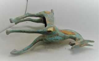 ANCIENT CELTIC BRONZE HORSE FIGURINE REMNANTS OF GILT 100BC - 100AD 3