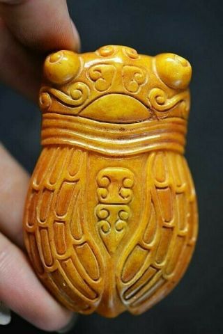 Exquisite Old Jade Hand Carved Cicada Pendant J19