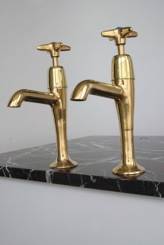 Vintage Pillar Sink Taps Brass Fully Antique Kitchen Period Hardware