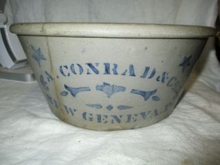 Antique Stoneware Cake Crock Crockware Bowl A Conrad & Co Geneva Pa