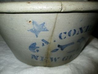 Antique Stoneware Cake Crock Crockware Bowl A Conrad & Co Geneva PA 6