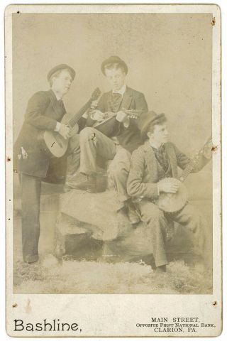 Guitar Mandolin Banjo Music Trio Band Clemenger Bros.  Clarion Pa.  Cabinet Photo