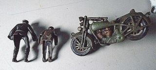 BIG HUBLEY CAST IRON POLICE MOTORCYCLE COMPLEAT W.  SIDE CAR & 2 POLICE RIDERS 8