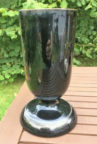 Victorian Black Glass Oil Lamp Font & Base,  Mary Gregory Classical Goddess 5