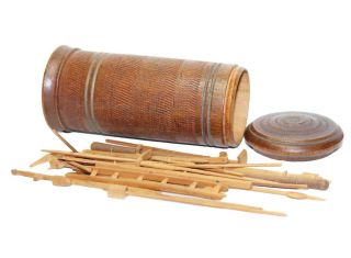 Civil War Era Pick Up Stick Game In Turned Wood Box Choice