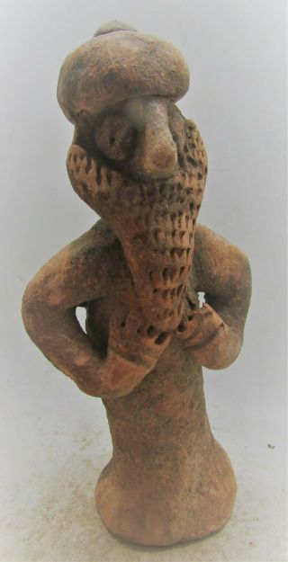 Circa 1000bce Ancient Syro - Hittite Bearded Terracotta Male Statuette Rare