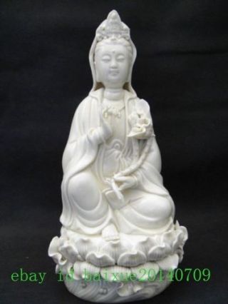 Chinese Old Dehua White Porcelain Goddess Guanyin Buddha Kwan - Yin Statue D01