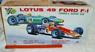 Lotus 49 Ford F - 1 Formula Race Car Tin Battery Toy Asahi Japan Boxed Stunning