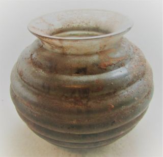 Scarce Circa 100 - 300ad Roman Era Bulbous Iridescent Glass Vessel