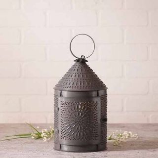 Fireside Lantern In Blackened Tin | Country Accent Table Light