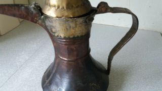 Antique Middle Eastern Dallah Coffee Pot Oman Copper Brass Bedouin Islamic 3