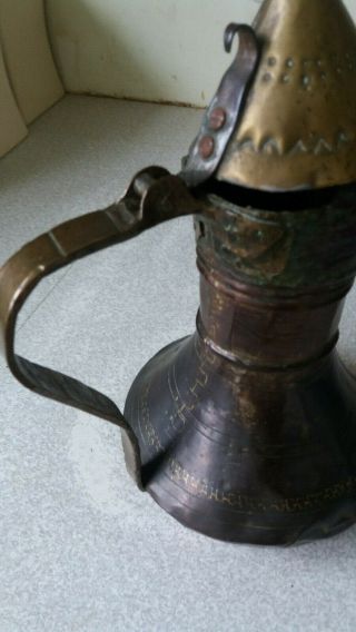Antique Middle Eastern Dallah Coffee Pot Oman Copper Brass Bedouin Islamic 7