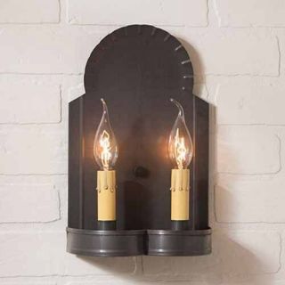 Hanover Double Wall Sconce In Blackened Tin By Irvin 