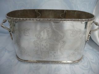 Vintage Silver Plate Double Wine/champagne Ice Cooler,  French,  Engraved Crest