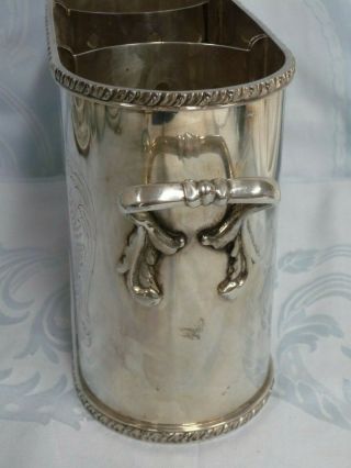 VINTAGE SILVER PLATE DOUBLE WINE/CHAMPAGNE ICE COOLER,  FRENCH,  ENGRAVED CREST 3