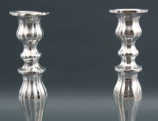 Pair Antique late - 19thC Sterling Silver,  Weighted Candlesticks. 3