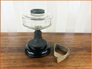 Antique Victorian Large Cut Glass Oil Lamp Ceramic Bronze Brass Duplex Vintage