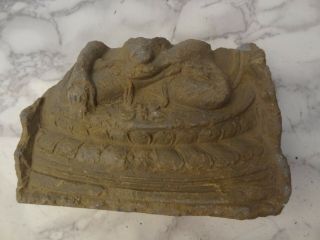 Antique Mongolian Tibetan Buddhist Clay Large Tsa Tsa Fragment
