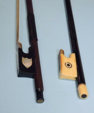 Very Rare Antique VIOLIN BOWS - Pair - Ivory,  Mother of Pearl 7