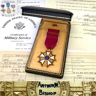 Named Wwii Us Army Legion Of Merit Medal Mst Sgt Arthur W.  Bishop Case,  Research