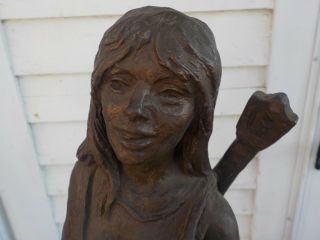 Leonardo Arts Wrks Inc.  60 ' s BRONZE statue Young Girl with GUITAR & TAMBOURINE 2