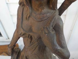 Leonardo Arts Wrks Inc.  60 ' s BRONZE statue Young Girl with GUITAR & TAMBOURINE 3